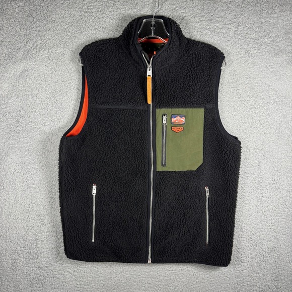 Superdry Other - Superdry Mountain Mens Sherpa Fleece Vest Black Orange Mesh Gilet Size M